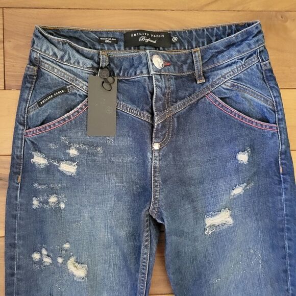 PHILIPP PLEIN straight destressed jeans 26 - Picture 8 of 14